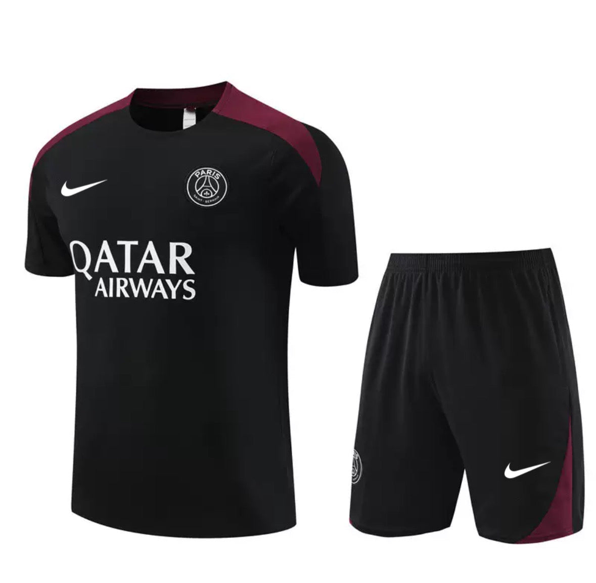 Black/ Burgundy PSG Short Set
