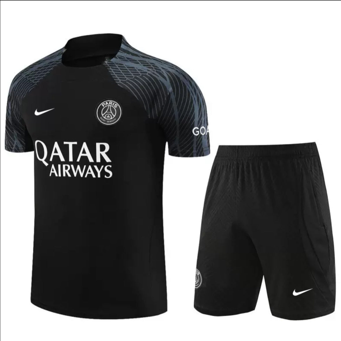 Black & Webbed Grey PSG Short Set