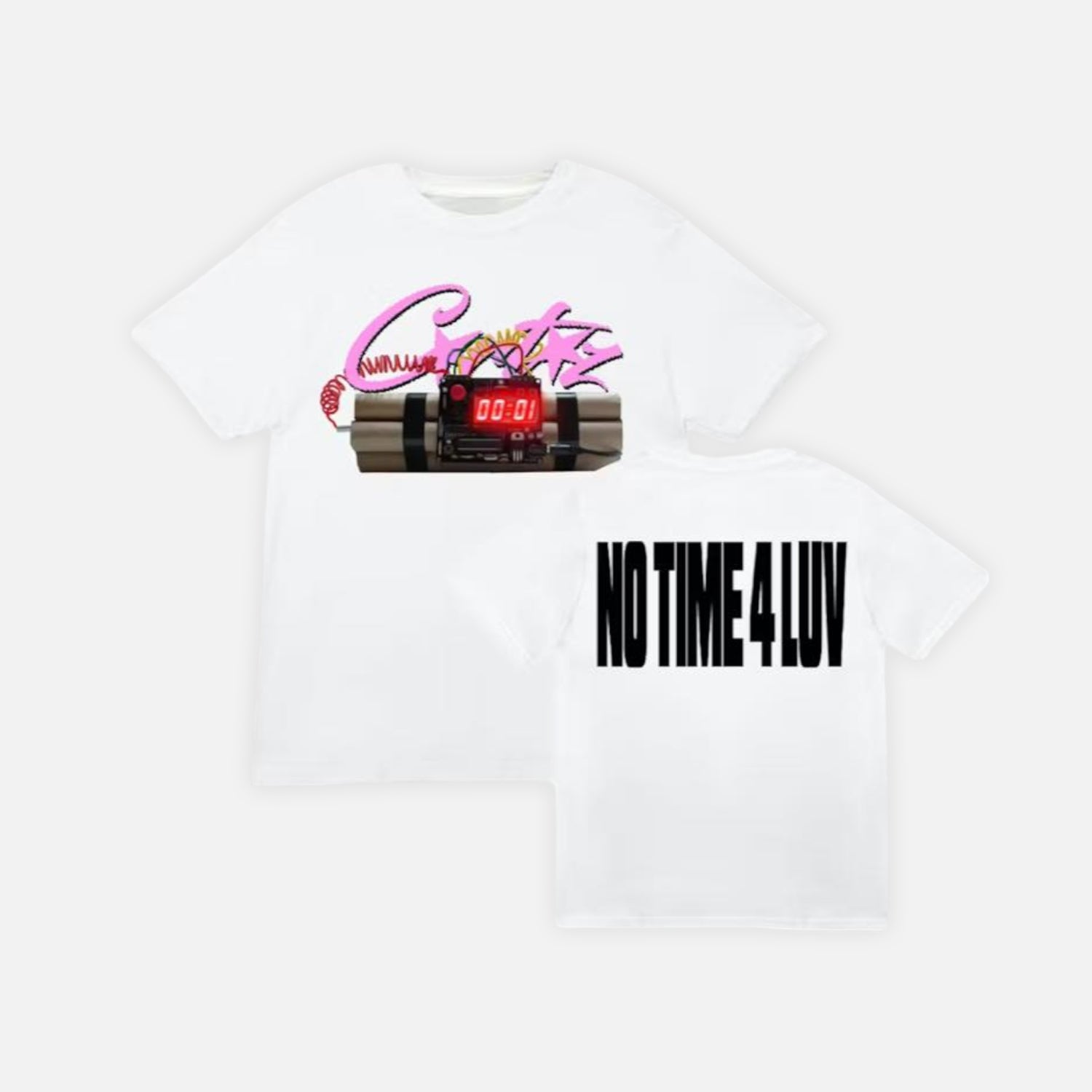 Corteiz RTW Timebomb T Shirt - White / Pink