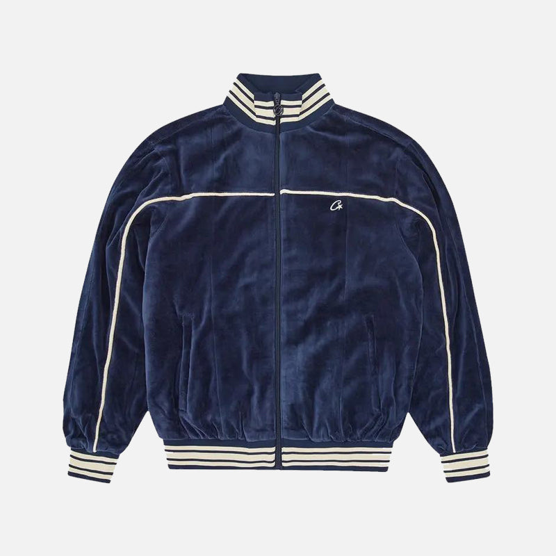 Corteiz RTW VVS Uptown Velour Track Jacket - Navy