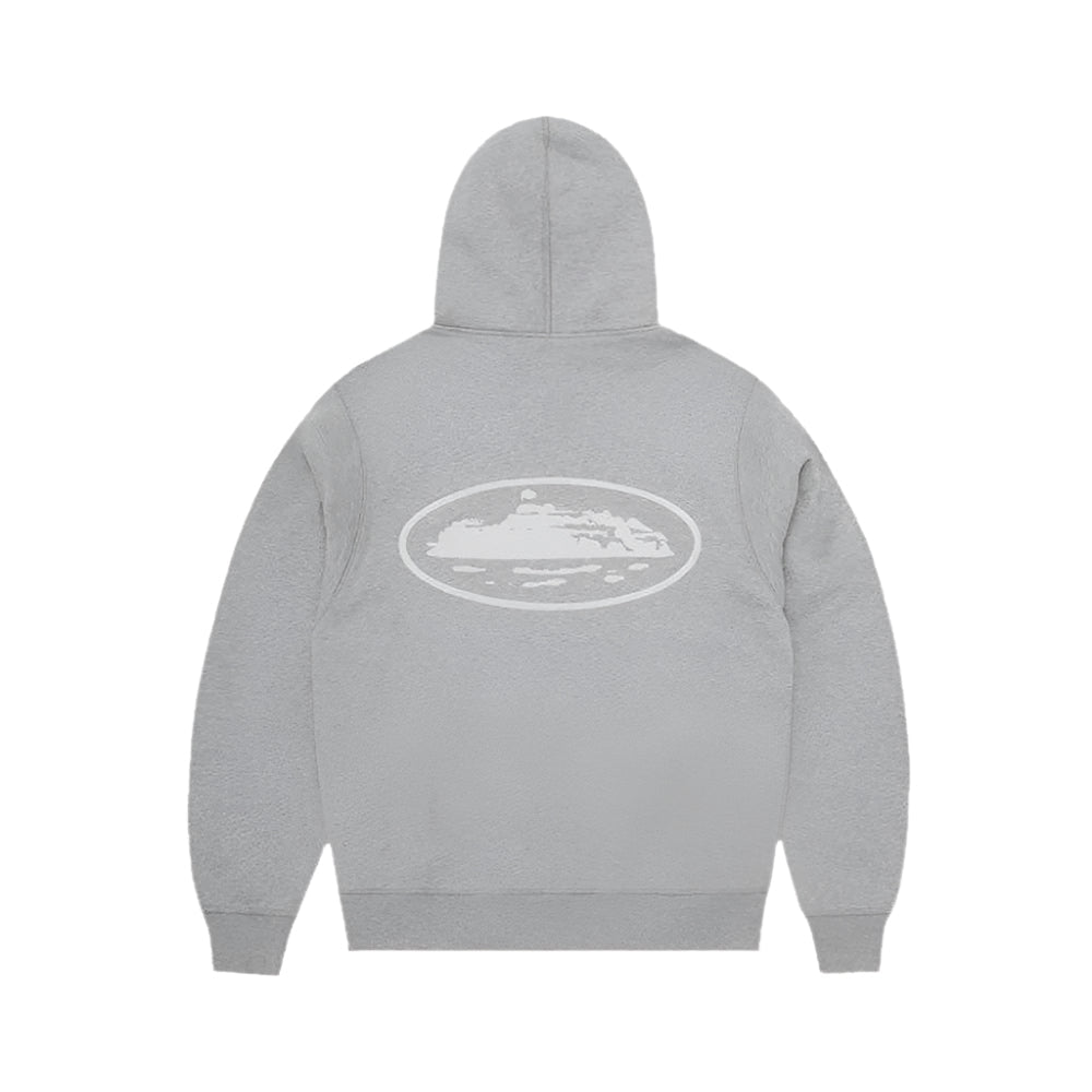 Corteiz RTW Island Puff Print Zip Hoodie - Heather Grey