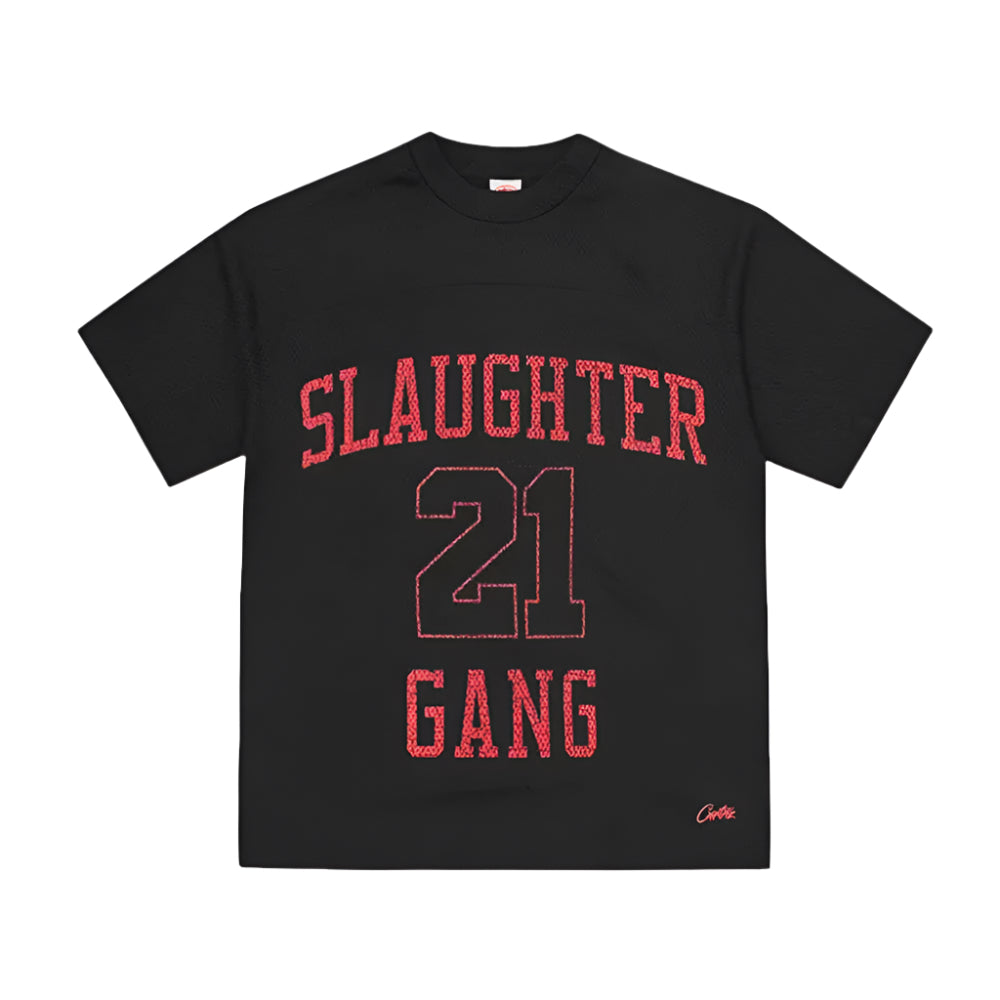 Corteiz RTW x Slaughter Gang HMP Mesh Panel Jersey - Black / Red