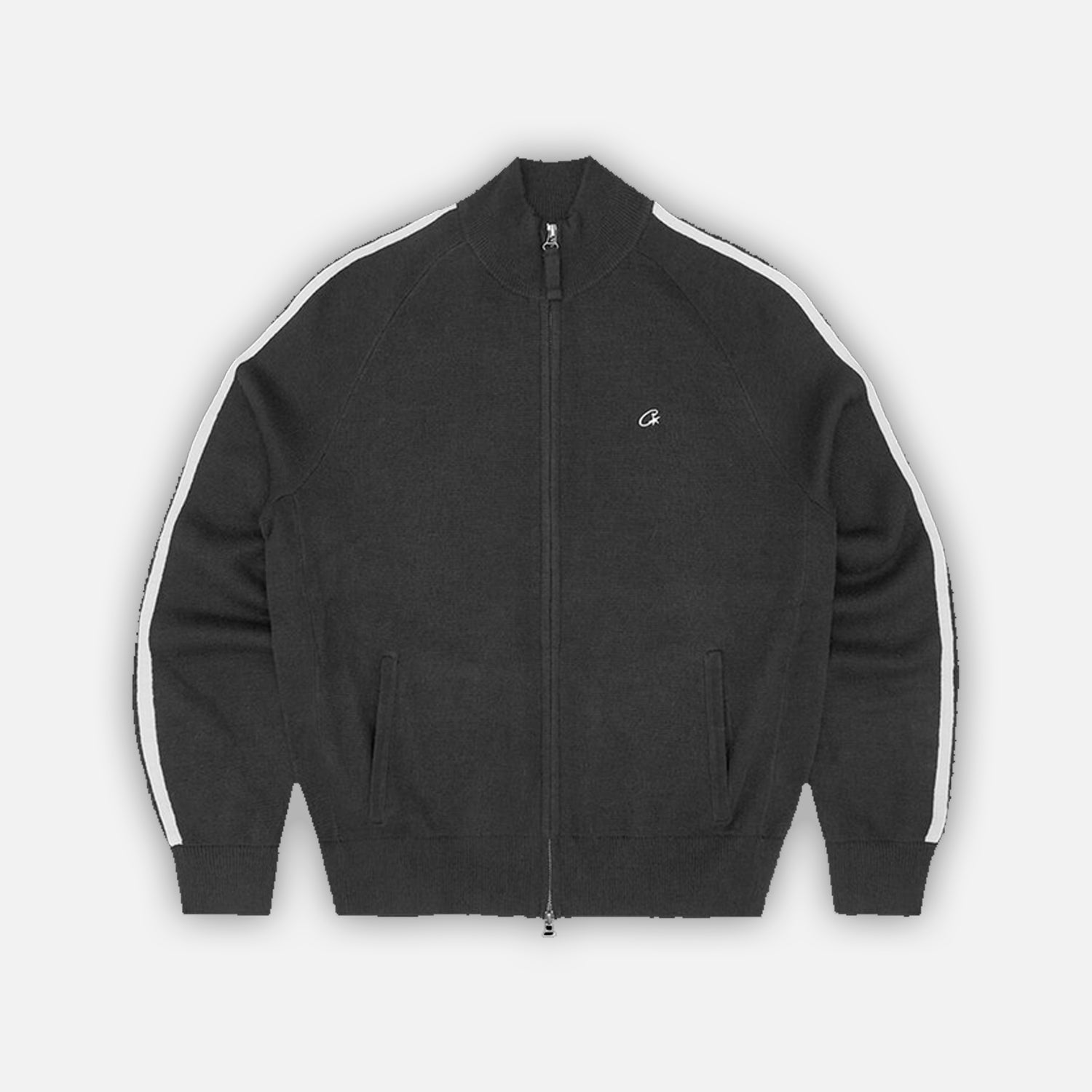 Corteiz RTW Knit Zip Up Fleece - Black / White