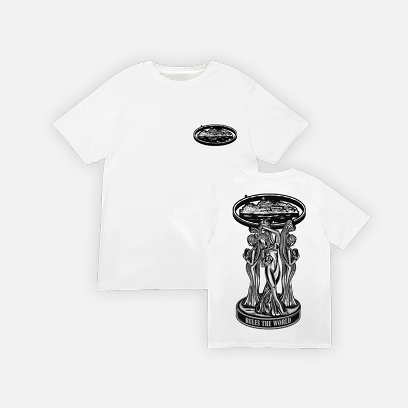 Corteiz RTW The World Is Yours T-Shirt - White / Black