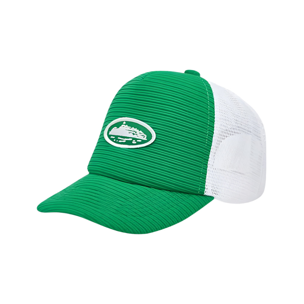 Corteiz RTW Short Peak Trucker Hat - Green / White