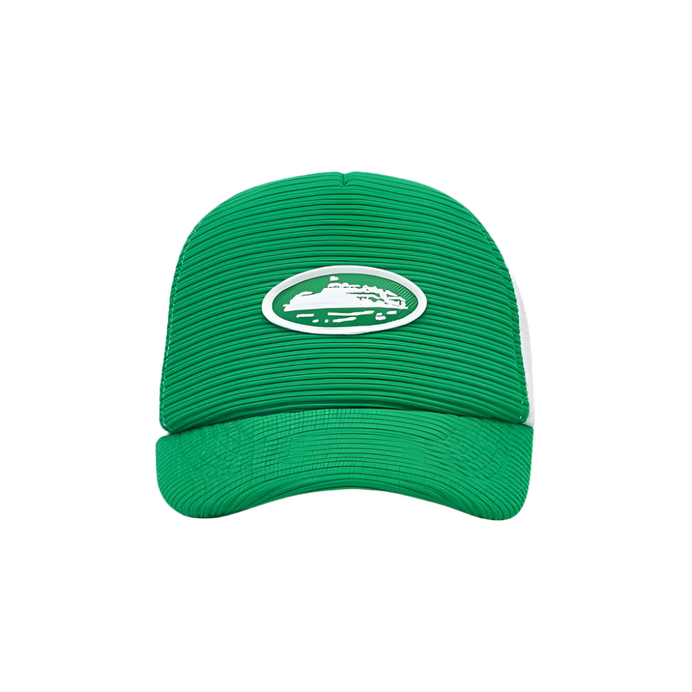 Corteiz RTW Short Peak Trucker Hat - Green / White