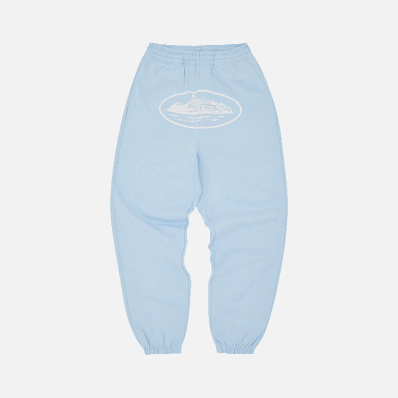 Corteiz RTW Alcatraz Bottoms - Baby Blu / White
