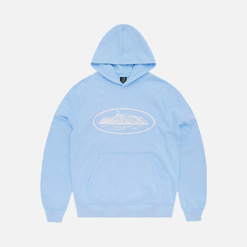 Corteiz RTW Alcatraz Hoodie - Baby Blue / White