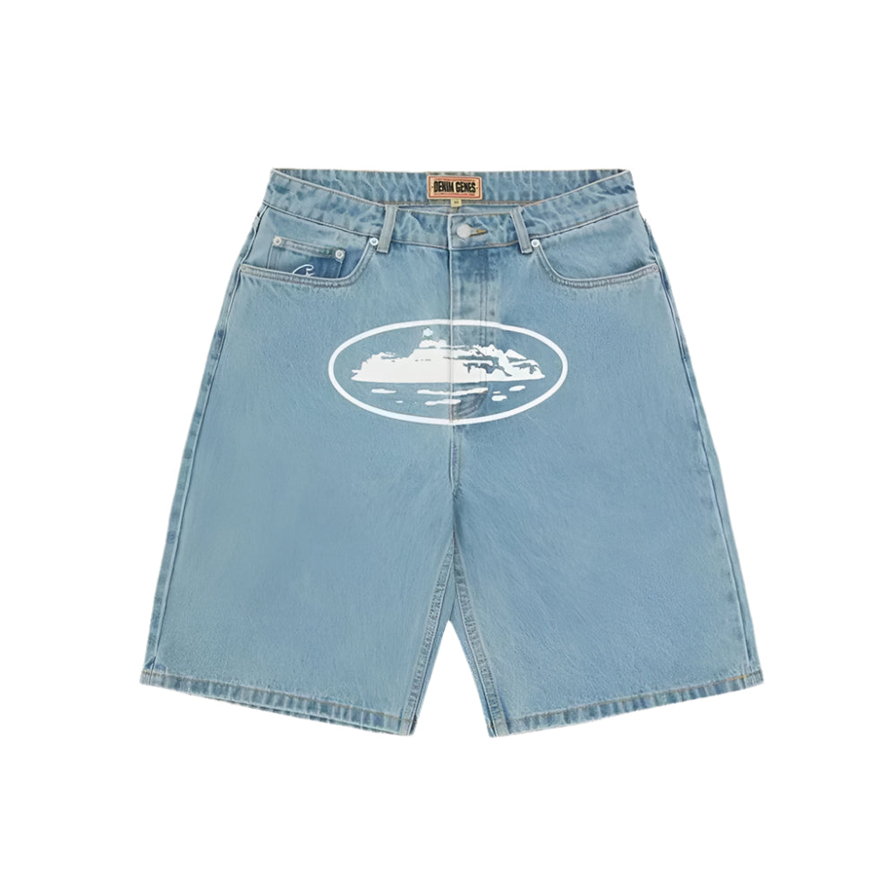 Corteiz RTW Baggy Denim Shorts - Stonewash