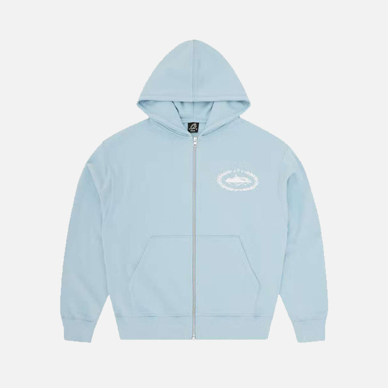 Corteiz RTW Superior Royale Zip Hoodie - Baby Blue