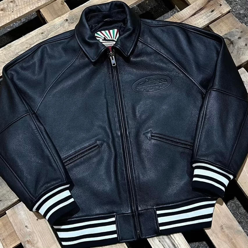 Corteiz RTW Skydive Jacket - Black Leather