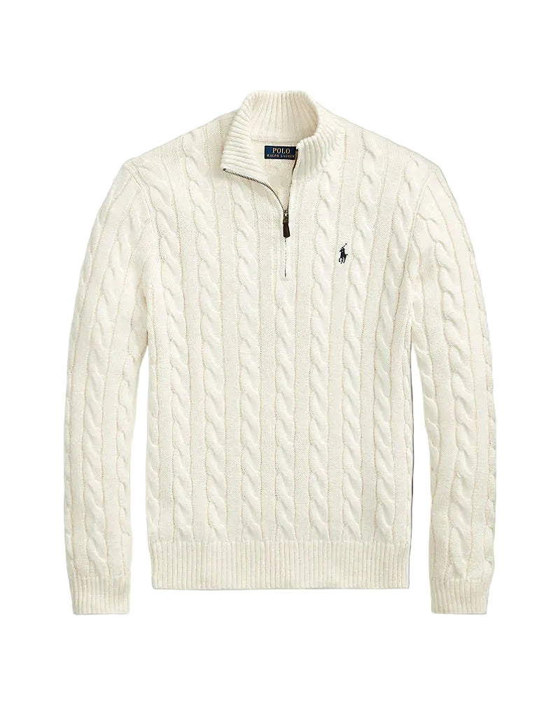Cream Knitted Quarter Zip