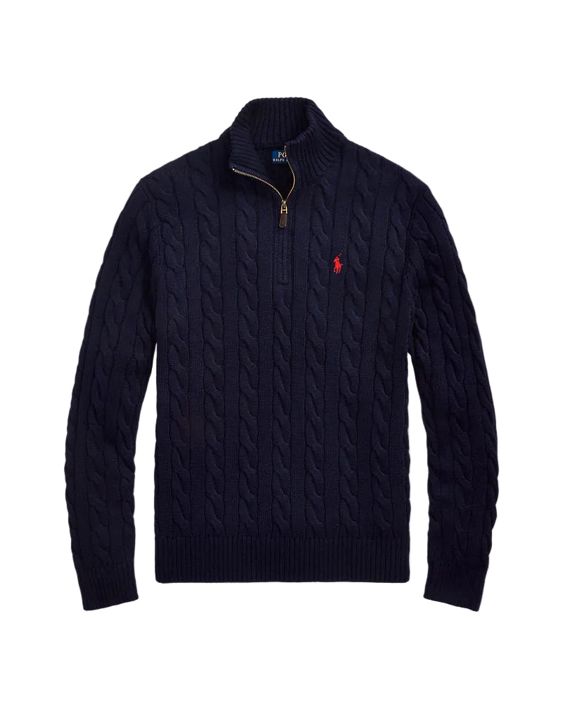Navy Blue Knitted Quarter Zip