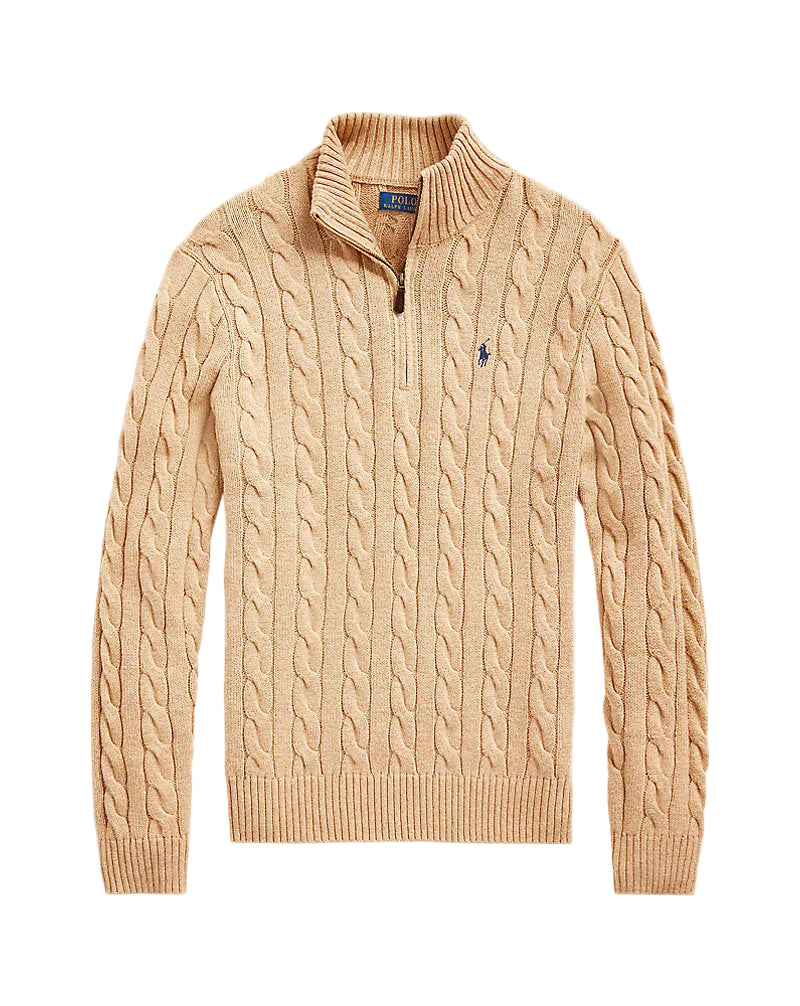 Beige Knitted Quarter Zip