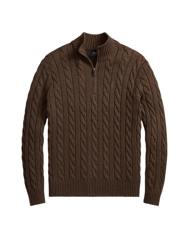 Brown Knitted Quarter Zip