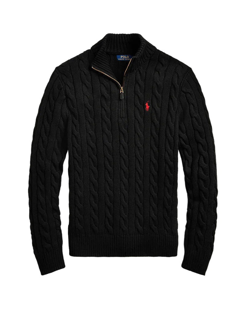 Black Knitted Quarter Zip