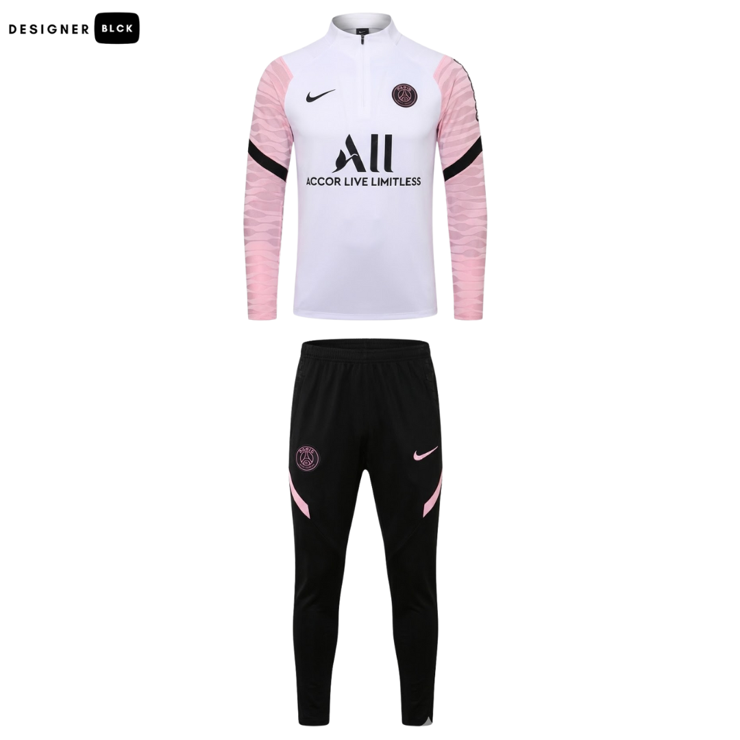 21/22 PSG White And Pink 1/4 Zip Tracksuit