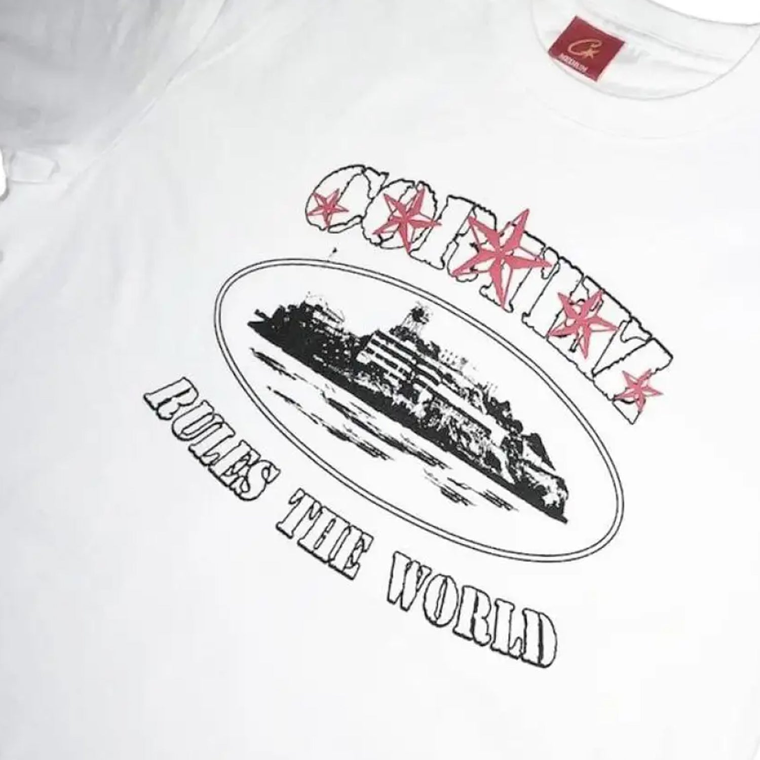 Corteiz RTW Alcatraz 5 Starz T-Shirt - White / Red
