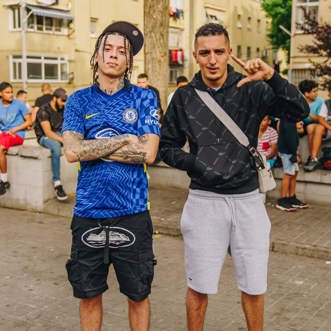 Corteiz RTW OG Alcatraz Cargo Shorts - Black / White