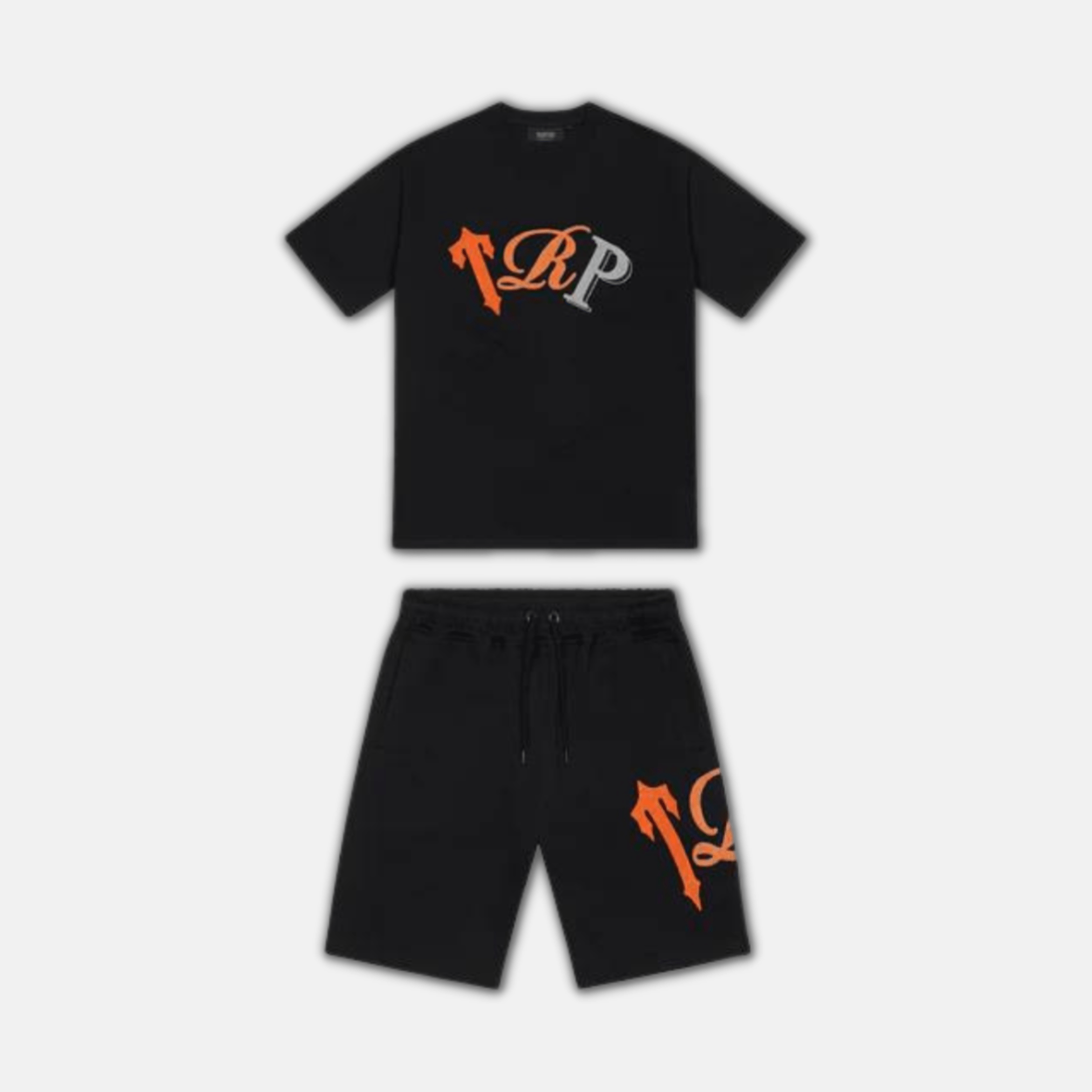 Trapstar Chenille TRP Short Set - Black/Orange