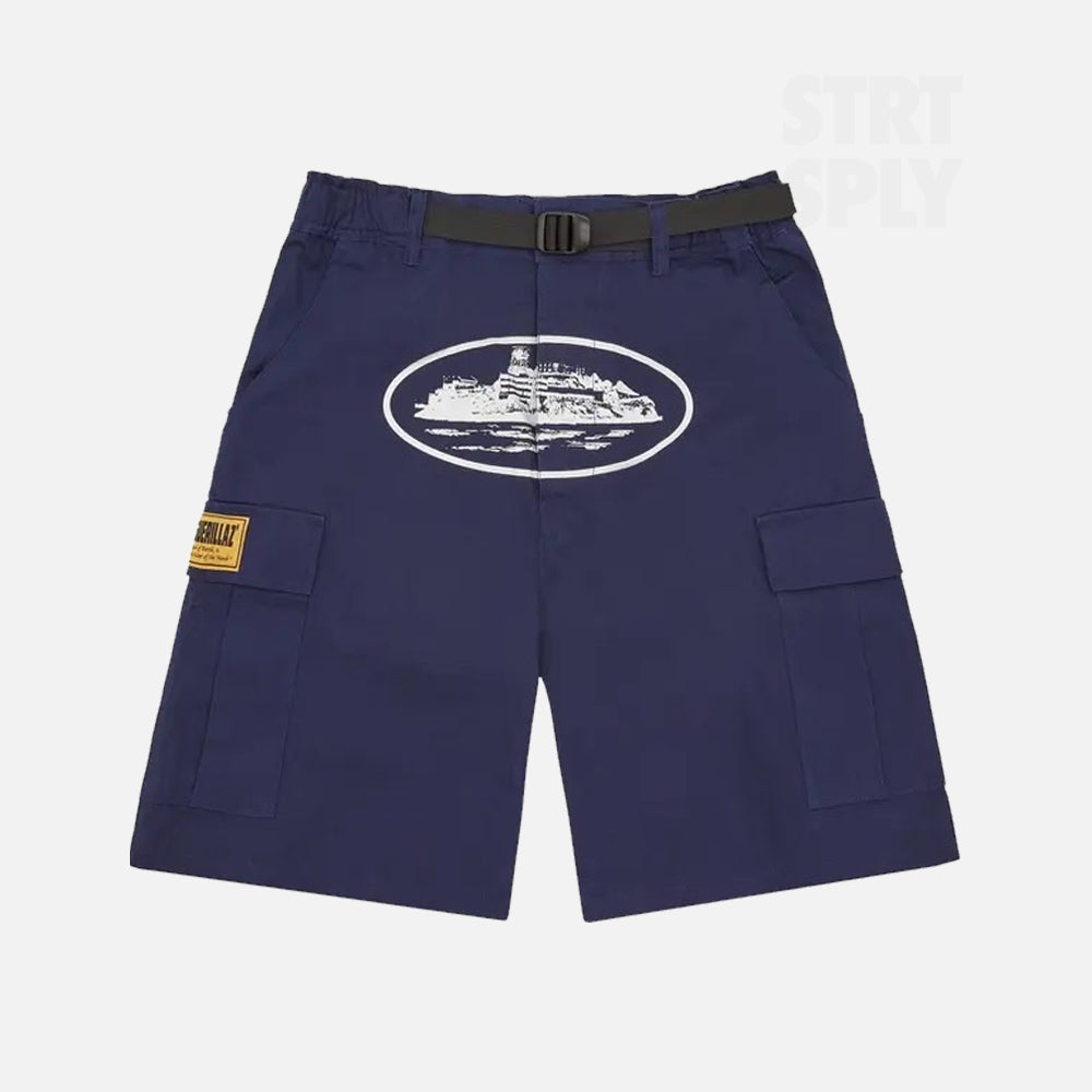 Corteiz RTW OG Alcatraz Cargo Shorts - Navy
