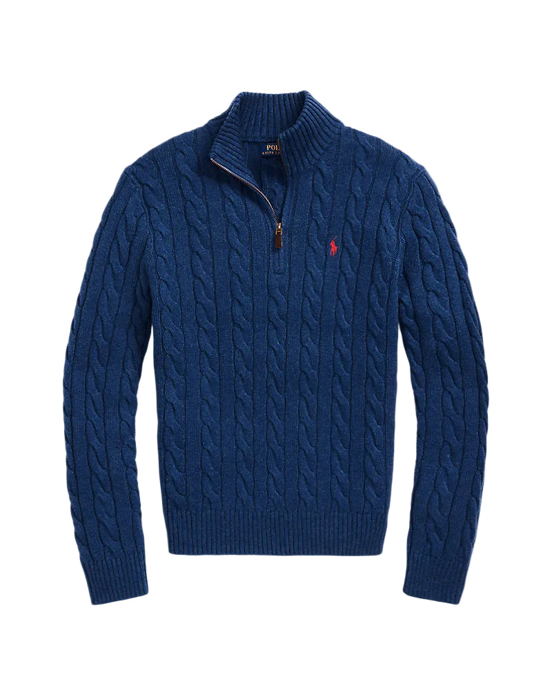 Blue Knitted Quarter Zip